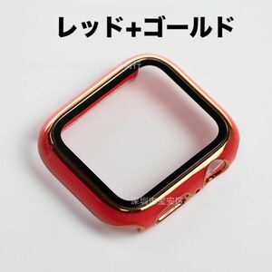 Apple Watch アップル ウォッチ プラスチック 文字盤 ケース カバー 41mm　レッド+ゴールド