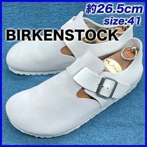 即決★BIRKENSTOCK 美品 定価2.3万★26.5cm サンダル ビルケンシュトック 41 ホワイト ロンドン ワンストラップサンダル クロッグ コンビ