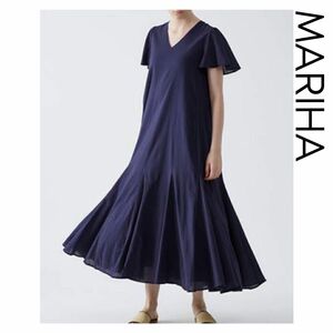 MARIHA 夏の月影のドレス ショートスリーブ　ネイビー　ワンピース　半袖　コットン　36 S