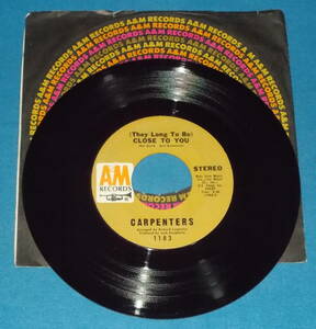 ☆7inch EP★US盤●CARPENTERS/カーペンターズ「(They Long To Be) Close To You/遥かなる影」70s名曲!●