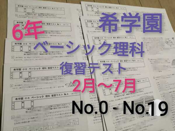 希学園　小6　ベーシック理科　復習テスト　