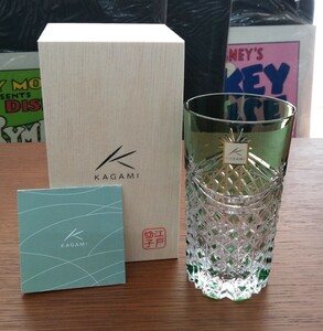 ② KAGAMI　カガミクリスタル　江戸切子　タンブラー　グラス　コップ　グリーン　T369-2838CGR
