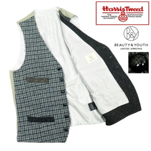 【S3196】【美品】BEAUTY&YOUTH×HARRIS TWEED ビューティーアンドユース ハリスツイード アローズ ベスト 別注 サイズL