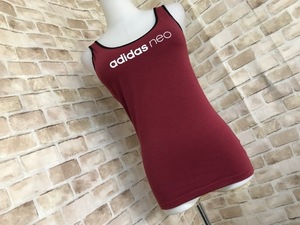 e10015◎adidas neo　アディダス　ネオ　パッド入　タンクトップ　ワインレッド　L