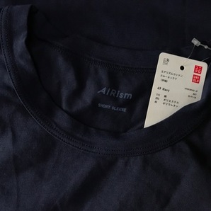 e22156★未使用 ユニクロ UNIQLO エアリズム コットン クルーネック 半袖T ネイビー メンズ Mの画像3