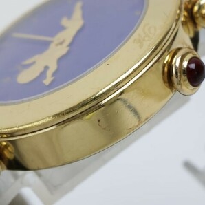 2403-693 PK Pinko クオーツ 腕時計 リバーシブル レベルソタイプ ダブルフェイス 下日付 エンジェル ブルー文字盤 純正ベルトの画像3