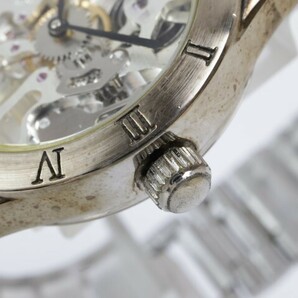2403-666B エソール 手巻き式 腕時計 ESSOR 両面スケルトン ベゼルインデックス ローマン数字 金属ブレスの画像2