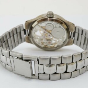 2403-666B エソール 手巻き式 腕時計 ESSOR 両面スケルトン ベゼルインデックス ローマン数字 金属ブレスの画像7