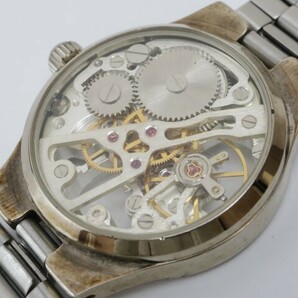2403-666B エソール 手巻き式 腕時計 ESSOR 両面スケルトン ベゼルインデックス ローマン数字 金属ブレスの画像6