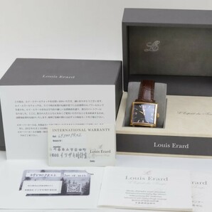 2404-552 ルイエラール オートマチック 腕時計 美品 Louis Erard 69500PR02 カレ 下日付 黒文字盤 金色ケース 箱 説・保有りの画像8