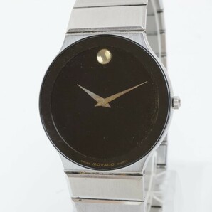 2403-707 モバード クオーツ 腕時計 MOVADO ミュージアム 銀色ケース 金色針 純正 金属ブレスの画像1