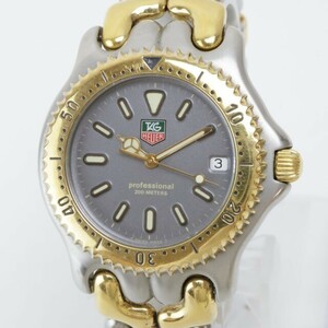 2404-504 タグホイヤー クオーツ 腕時計 TAG HEUER S95.206K セル プロフェッショナル 200M 日付 銀色文字盤 金色ベゼル