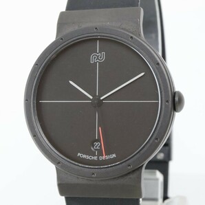 2404-583 ポルシェデザイン クオーツ 腕時計 未使用品 PORSCHE DESIGN 11131 定17万円 下日付 黒文字盤 純正ベルトの画像1