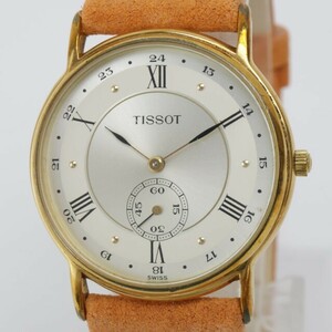 2404-618 ティソ クオーツ 腕時計 TISSOT スモールセコンド ローマン数字 丸型 金色ケース