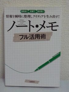 情報を瞬時に整理しアイディアを生み出す!ノート・メモ フル活用術 ★ 永岡書店編集部 ◆ 営業 商談 会議 打ち合わせ 発想 アイディア出し