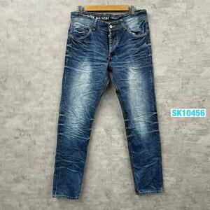 GOV DENIM デニムジーンズパンツ ブルー ボタンフライ 32 実寸W32in USA 海外輸入 古着 SK10456