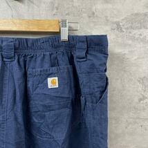 Carhartt カーハート カーゴパンツ ネイビー ジップフライ ウエストゴム 春夏 実寸W36in USA 海外輸入 古着 SK10775_画像3