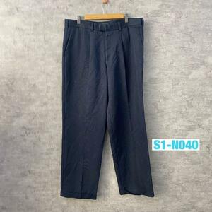 DOCKERS ドッカーズ チノパンツ PREMIUM ネイビー ジップフライ ツータック W36 L34 USA 海外輸入 古着 S1-N040