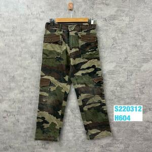  men's cargo pants camouflage camouflage Zip fly 12ans absolute size W26in USA abroad import old clothes S220312-H604