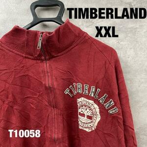 Timberland ワインレッド 赤 フルジップ スウェット ジャケット XXL 長袖 ロゴ ワンポイント IDEAL カンガルーポケット T10058