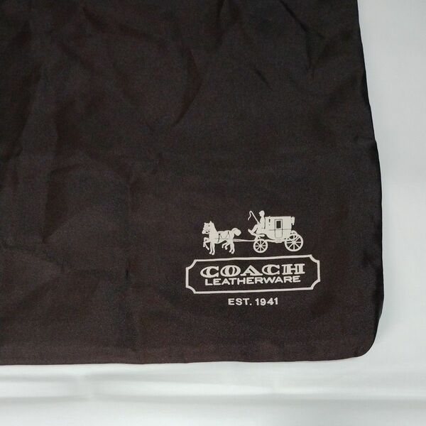COACH コーチ　バッグ　保存袋　カラー　ダークブラウン　巾着　大判　大きめ　A4サイズ　収納可