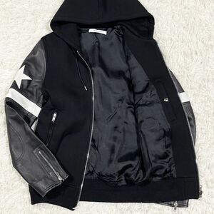 [ unused class ]GIVENCHY Givenchy ram leather use stadium jumper Parker Star black black 46 size M men's 