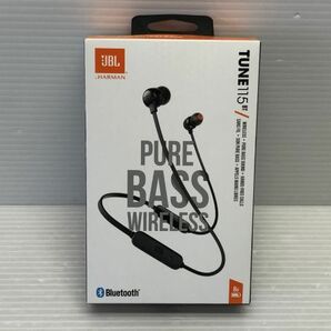 N332-240425-94 JBL TUNE115BT Bluetooth イヤホン ワイヤレス/マイクリモコン付き/マグネット搭載 ブラック 【未使用品】の画像1