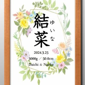 【命名書】花柄フレーム5種類☆ニューボーンフォトお七夜出産誕生