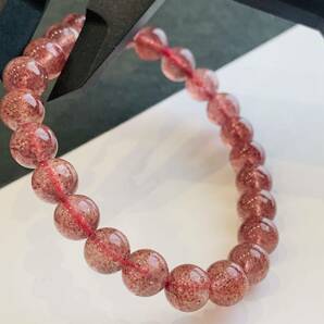 ストロベリークォーツ ブレスレット 天然石 苺水晶 濃い赤 8㍉ No.160の画像9