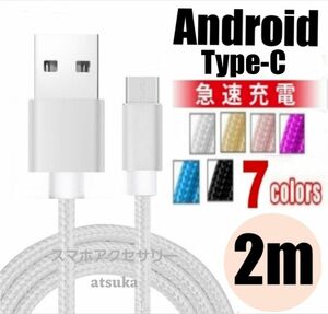Type-C Android iPhone15 充電器 タイプC USB-C Switch スイッチ 充電ケーブル 2mシルバー