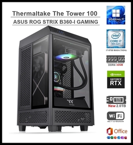 ★Thermaltake The Tower 100/ASUS ROG STRIX B360-I/i7-9700 8コア/RAM32GB/新品NVMe SSD 2TB/RTX3060 12GB/WiFi5/Office2021/Win11Pro★