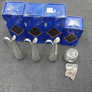 未使用 ROYAL SELANGOR PEWTER 錫製品 4点まとめて 香炉 小物入れ /花びん 3点　み