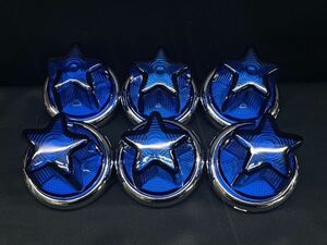 NEWスターマーカーセット　6個　青　ブルー　空　星形マーカー　レトロ　デコトラ アート バスマーカー ガラス 星型 アートステンレス ASC