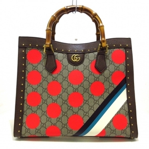 グッチ GUCCI トートバッグ 678842 ダイアナ ミディアム トートバッグ GGスプリームキャンバス×レザー ベージュ×ダークブラウン×マルチ