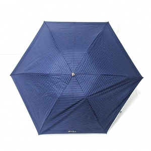 ポロラルフローレン POLObyRalphLauren 折りたたみ傘 - 化学繊維×ウッド ネイビー×白×イエロー ボーダー 美品 傘