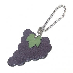  Hermes HERMES key holder ( charm ) fruit key holder leather × metal material purple × green × silver gray p( grape )