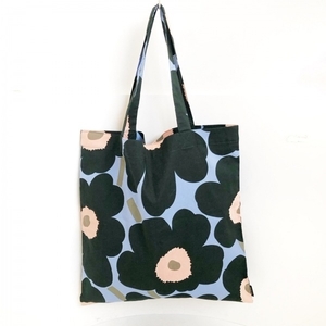 マリメッコ marimekko トートバッグ - コットン ダークグリーン×ライトブルー×マルチ ウニッコ 美品 バッグ