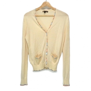  Louis Vuitton LOUIS VUITTON cardigan size S - beige lady's long sleeve / cashmere / silk / beads tops 