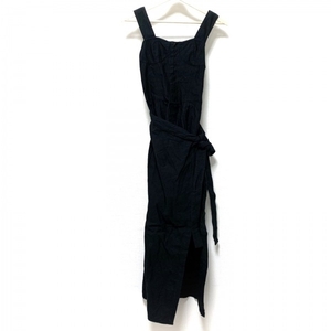 car saf line CASA FLINE size F - cotton, flax black lady's Cami dress / long One-piece 