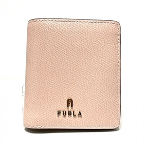  Furla FURLA 2. folding purse / Mini / compact turtle rear leather light pink × beige purse 