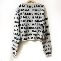 バレンシアガ BALENCIAGA 長袖セーター/ニット サイズL 761591 白×黒 メンズ ロゴ インターシャ ニット/クルーネック/Lサイズ トップス_画像2