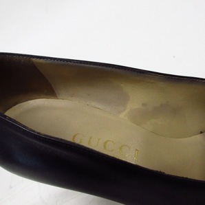 グッチ GUCCI パンプス 36 C ホースビット レザー×金属素材 黒×ゴールド レディース アウトソール張替済 靴の画像6