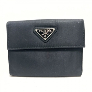 プラダ PRADA 2つ折り財布/ミニ/コンパクト - ナイロン×レザー 黒 財布