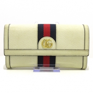 グッチ GUCCI 長財布 523153 オフィディア レザー アイボリー×ダークネイビー×レッド 財布