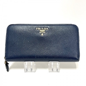 プラダ PRADA 長財布 1ML506 - レザー ネイビー ラウンドファスナー 財布