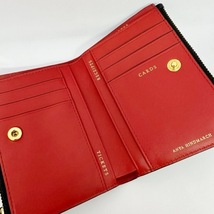 アニヤハインドマーチ Anya Hindmarch 2つ折り財布 159906 ピーピング アイズ スモール ダブルジップ ウォレット レザー 黒 美品 財布_画像3