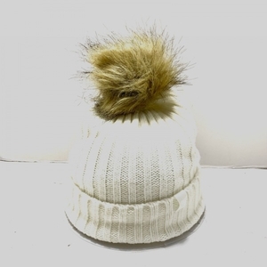  Calvin Klein CalvinKlein knitted cap - acrylic fiber white × ivory × black fake fur hat 