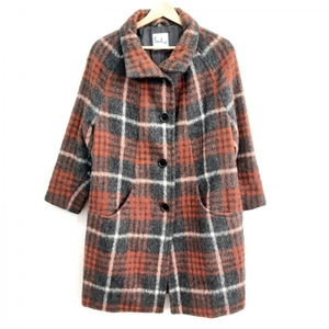  Paul Smith plus Paul+ PaulSmith size 40 L - dark gray × orange × white lady's long sleeve / check pattern / winter coat 