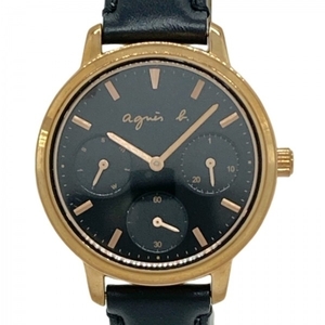 agnes b(アニエスベー) 腕時計 - VD75-KGZ0 レディース 革ベルト 黒
