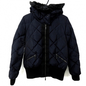 モンクレール MONCLER ダウンジャケット サイズ2 M AMANCE(アマンス) ダークネイビー×黒 レディース 長袖/冬 ジャケット